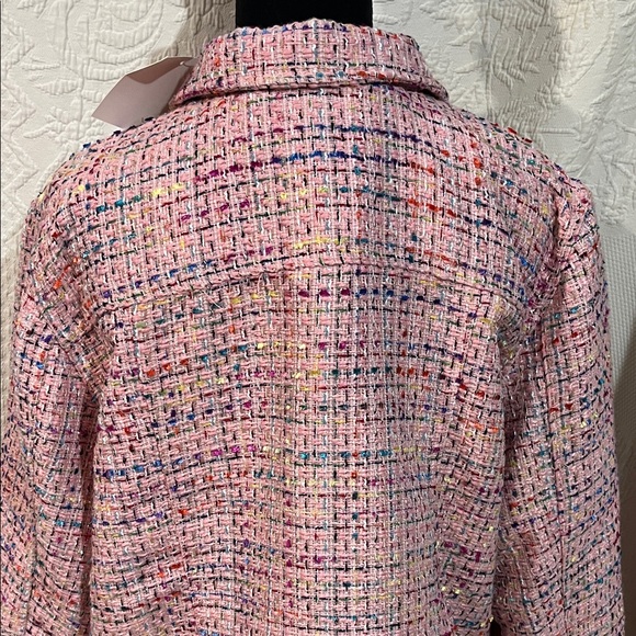 Belle by Kim Gravel Girl Boss Boucle Rainbow Jacket in pink tweed, size XL, NWT - Picture 6 of 11